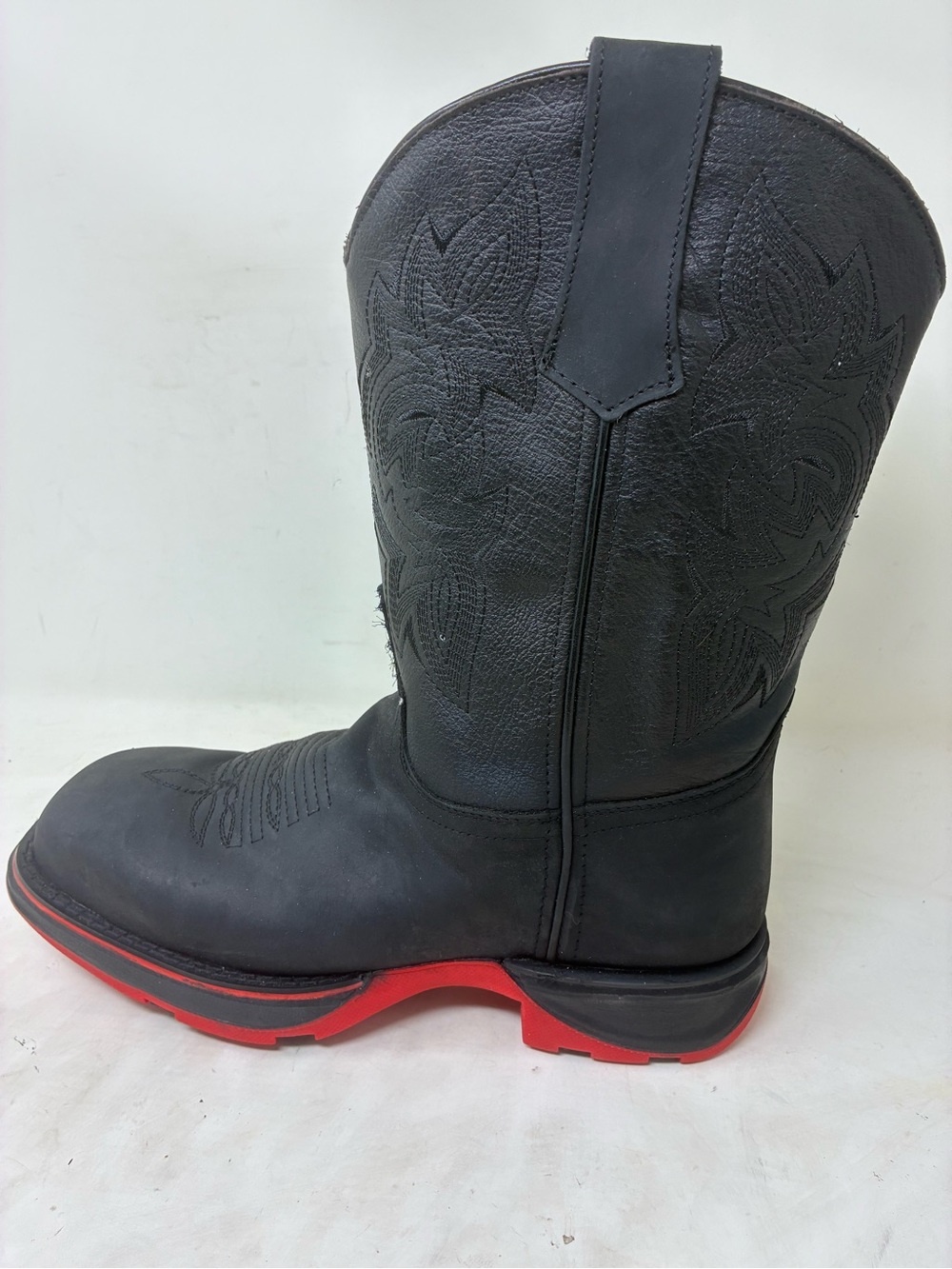 Men's Black Western Work Boot with Red Outsole